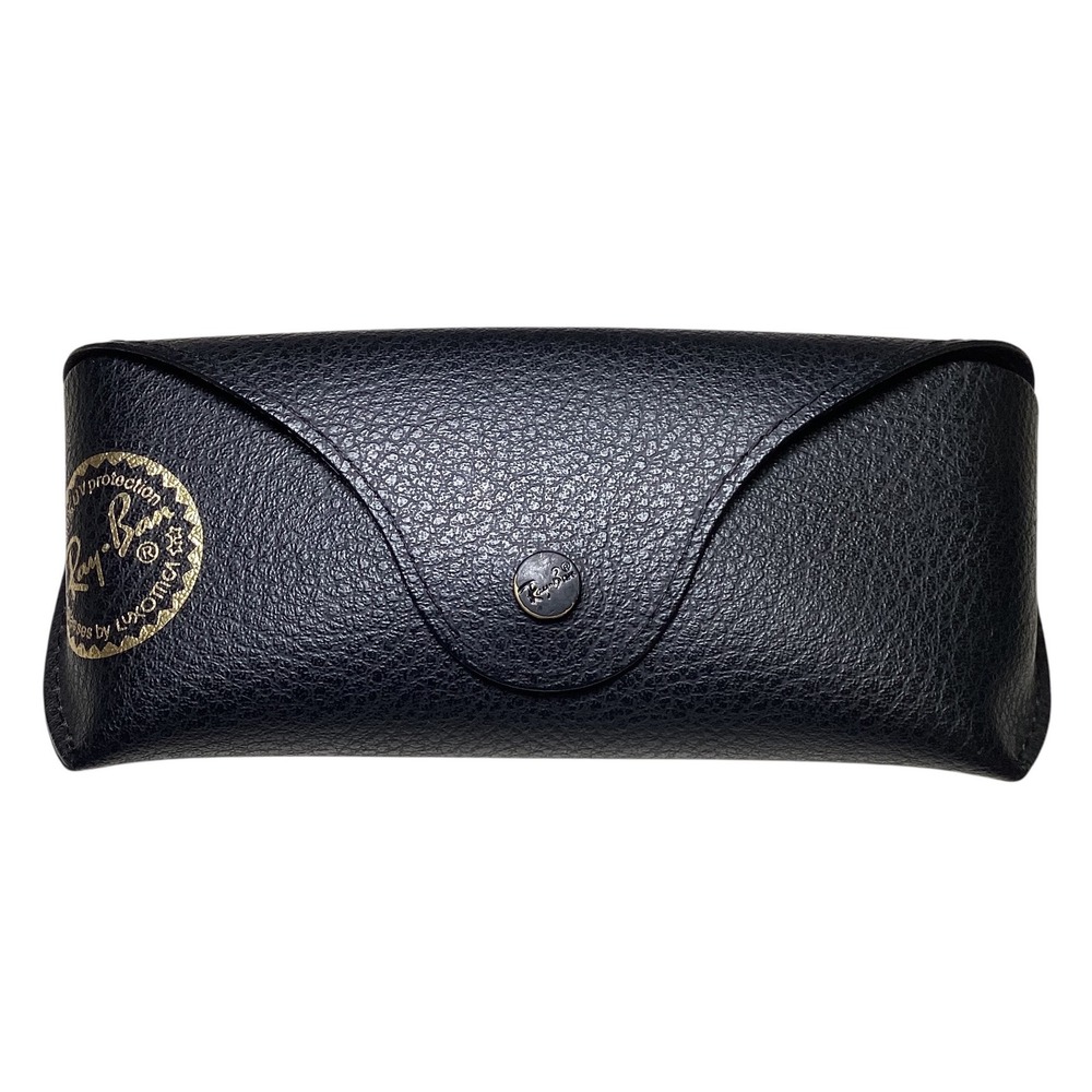 Ray-Ban Sunglasses Case Black Pebbled Leather Snap Closure Luxottica Accessory